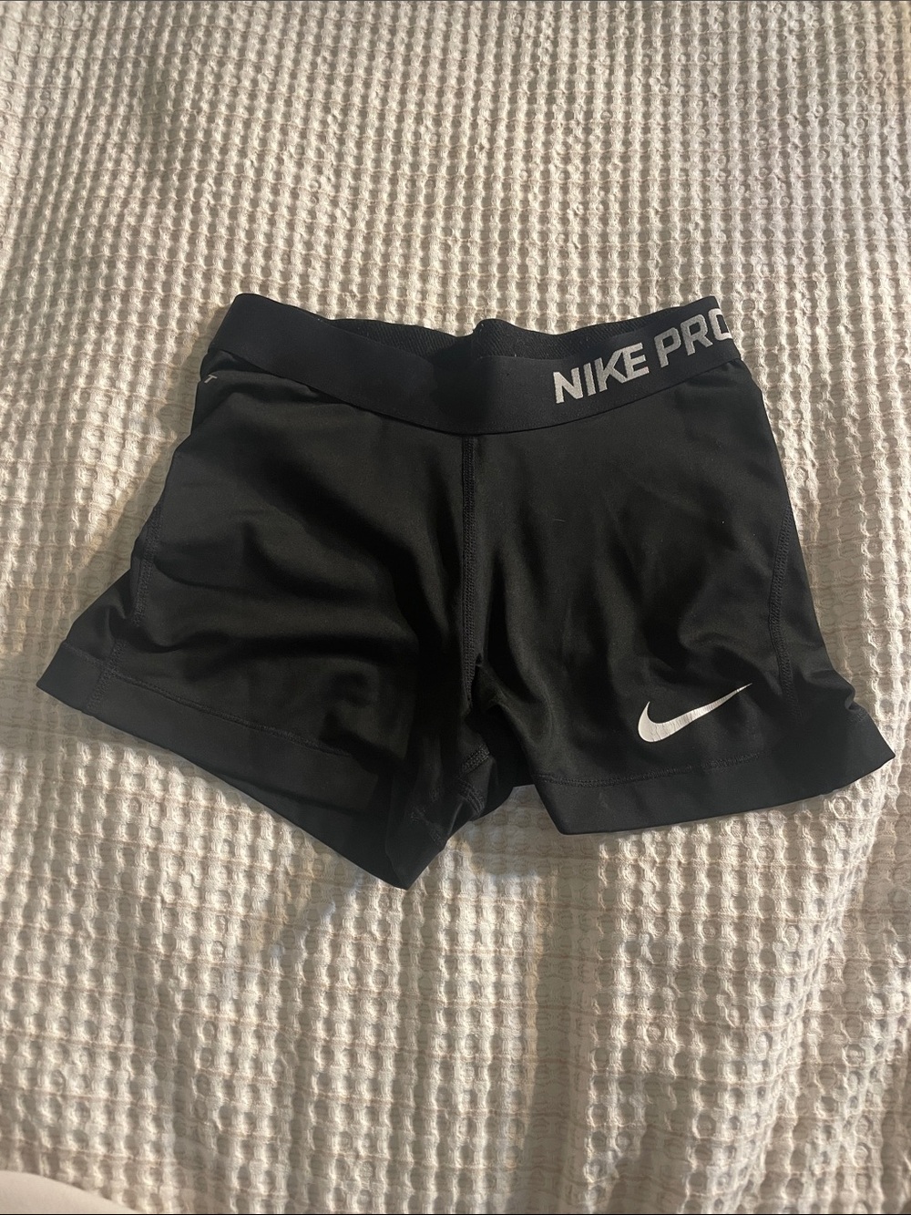 Nike Black Women's Athletic Compression Shorts with White Swoosh